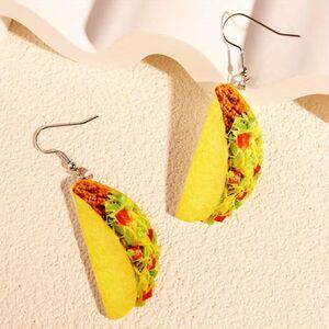 Novelty Taco Dangle Earrings Drop Pendant Fun Corn Tortilla Lightweight Charm
